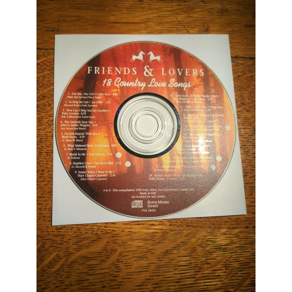 FRIENDS & LOVERS - 18 Country Love Songs - Various Artists - Music CD Disc Only